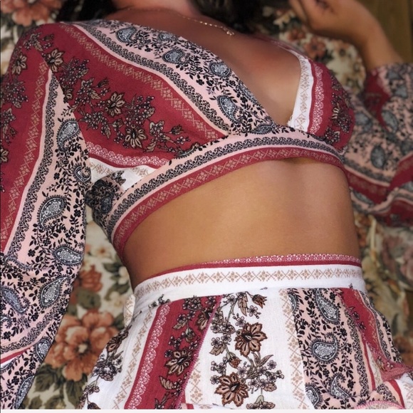 Lora Burgundy Floral & Paisley Pant Set - Picture 6 of 8